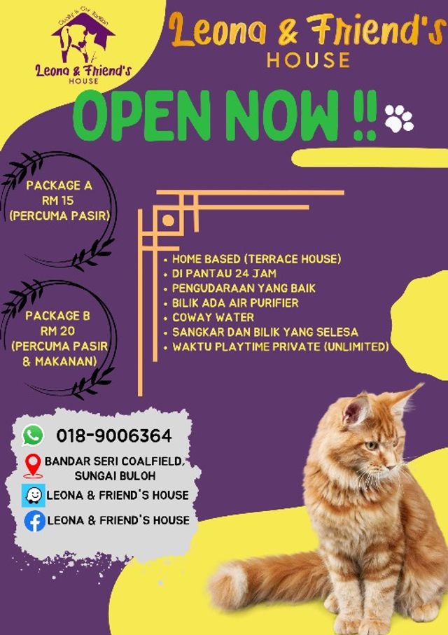 Pet Hotel Home Pet Boarding in Bandar Seri Coalfiel, Sungai Buloh 🐯